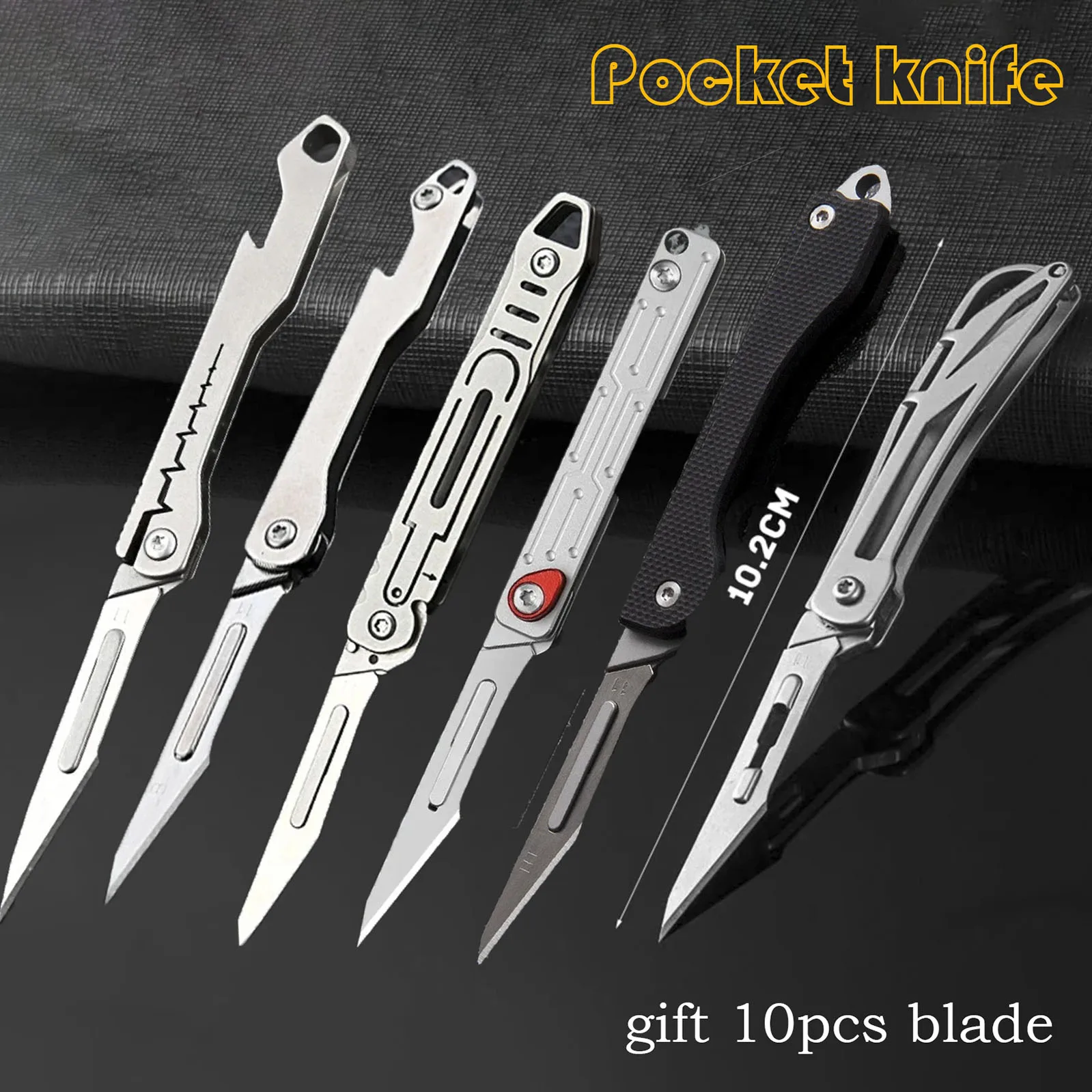 folding knife keychain g10 liga de titanio canivete ferramenta de auto defesa cirurgica lamina substituivel blad no11 aco inoxidavel 01