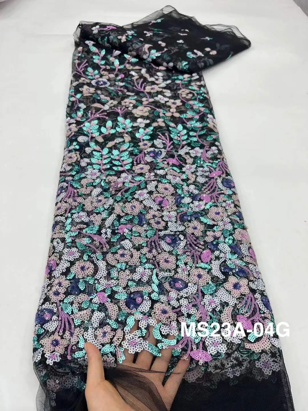 Afrikanischer Samt-Pailletten-Spitzenstoff 2025, hochwertige Stickerei, nigerianischer französischer Spitzenstoff zum Nähen von Partykleidern