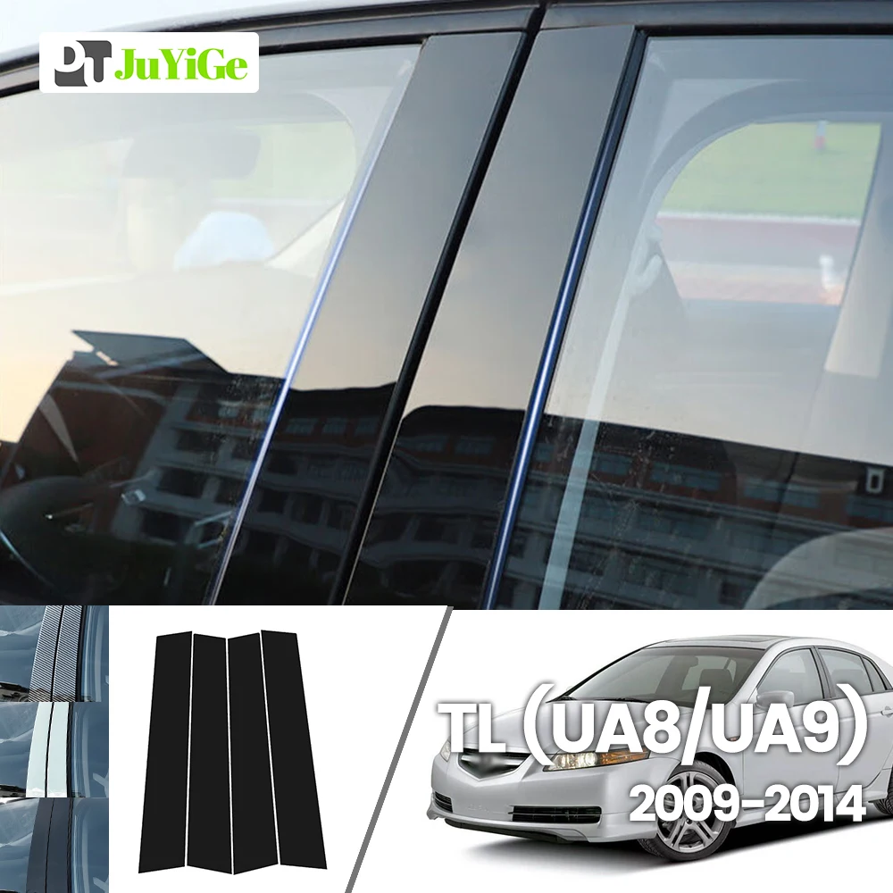 

For Acura TL UA8 UA9 2009-2014 2010 2012 2013 Bright Black Carbon Fibre Window Door B C Sticker