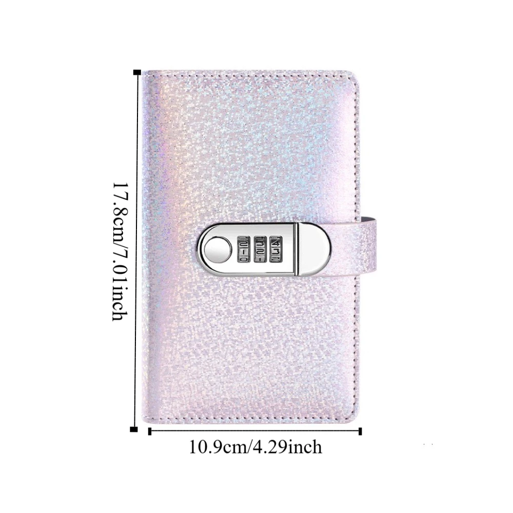 50Sheets Saving Money Binder PU Leather Bright Crystal Budget Binder with Lock Refillable Portable Planner Organizer