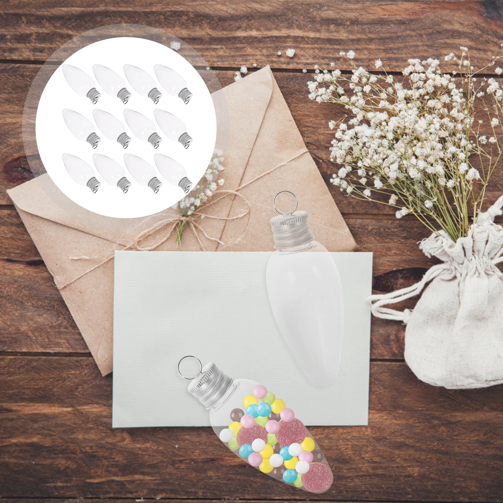 

12Pcs Candy Containers Bulb Shape Candy Bottles Durable Creative Party Favor Boxes Christmas Ornament Decoration