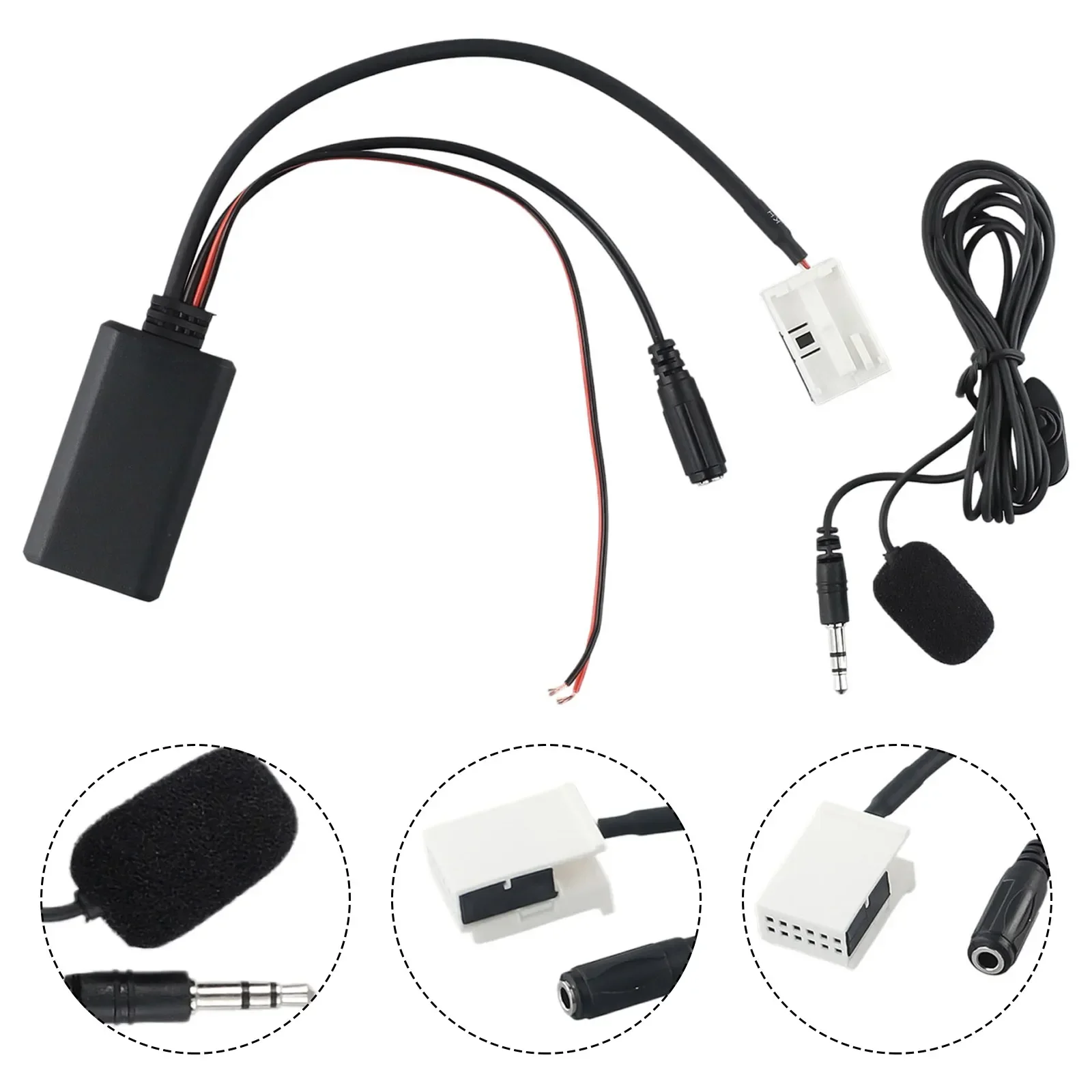 Replace Bluetooth Parts Bluetooth Adapter 12 Pin Replacement 1PC Tools AUX Accessory Black Handsfree PN-1/3 Part