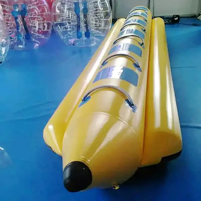 yellow rowing boats inflatable fly banana boat water sports