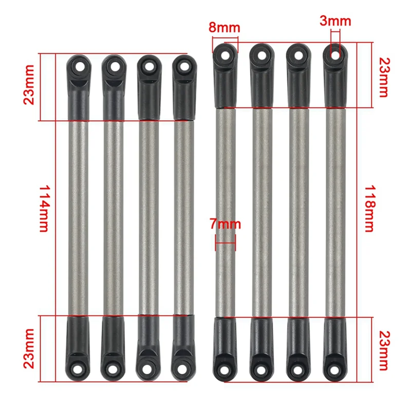 

A04F-24Pcs Metal Link Rod Pull Rod Wheelbase For 1/10 RC Crawler Car Axial SCX10 90027 RC4WD D90 D110 CC01 TF2 MST
