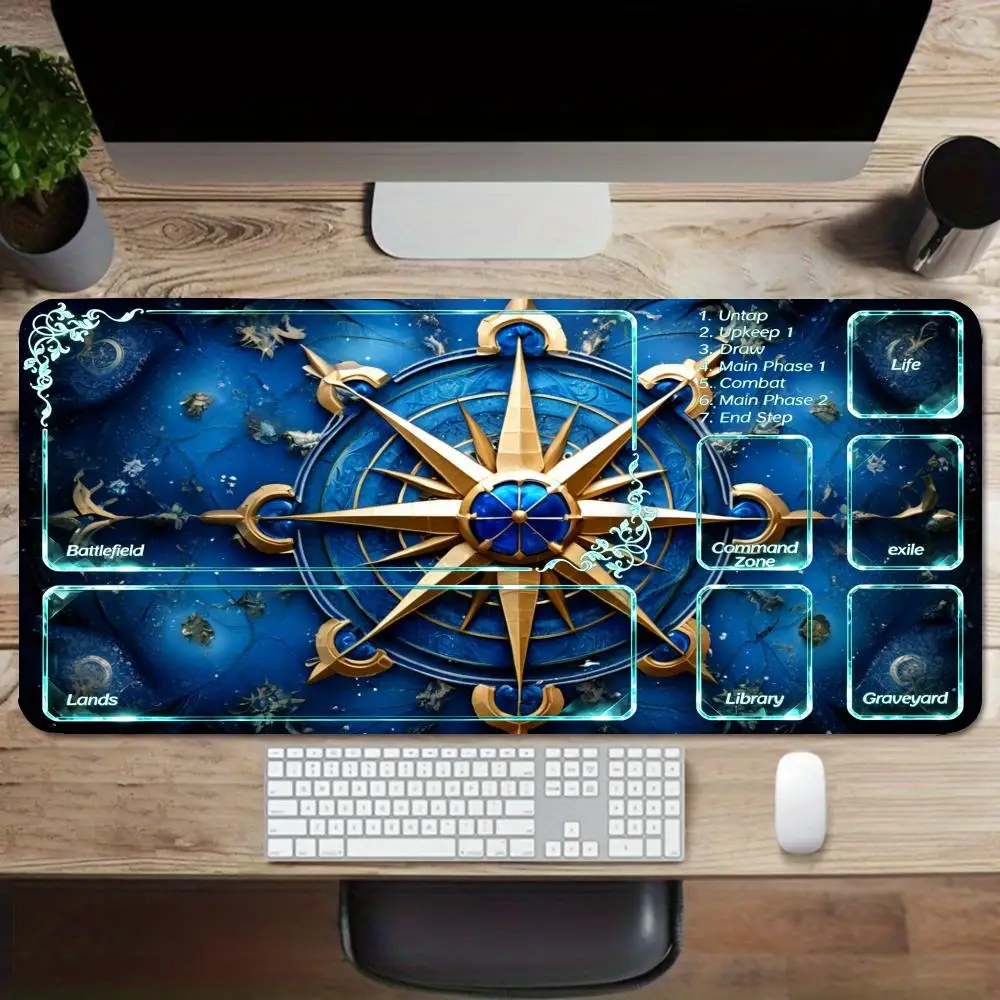 Old nautical map mini compass large size mousepad dual use playmat game card pad for office games