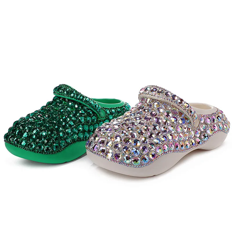 

Luxury Rhinestone Covered Design Slippers for Women Soft Thick Bottom Cloud Sandals 2023 Summer Platform Sandal Beach Flip Flops