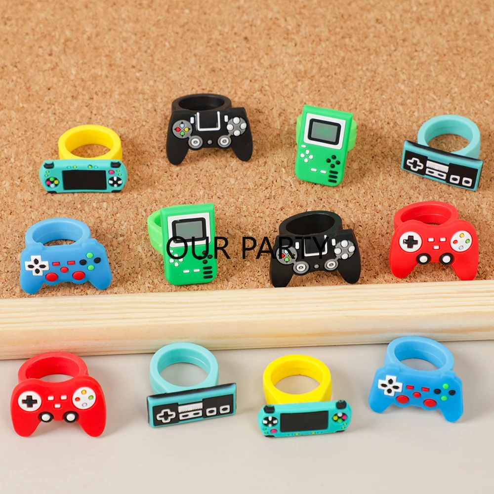 12Pcs Video Game on Theme GamePad Silicone Rings for Kids Boy Birthday Party Favors Wedding Game Night Party Gift Pinata Fillers