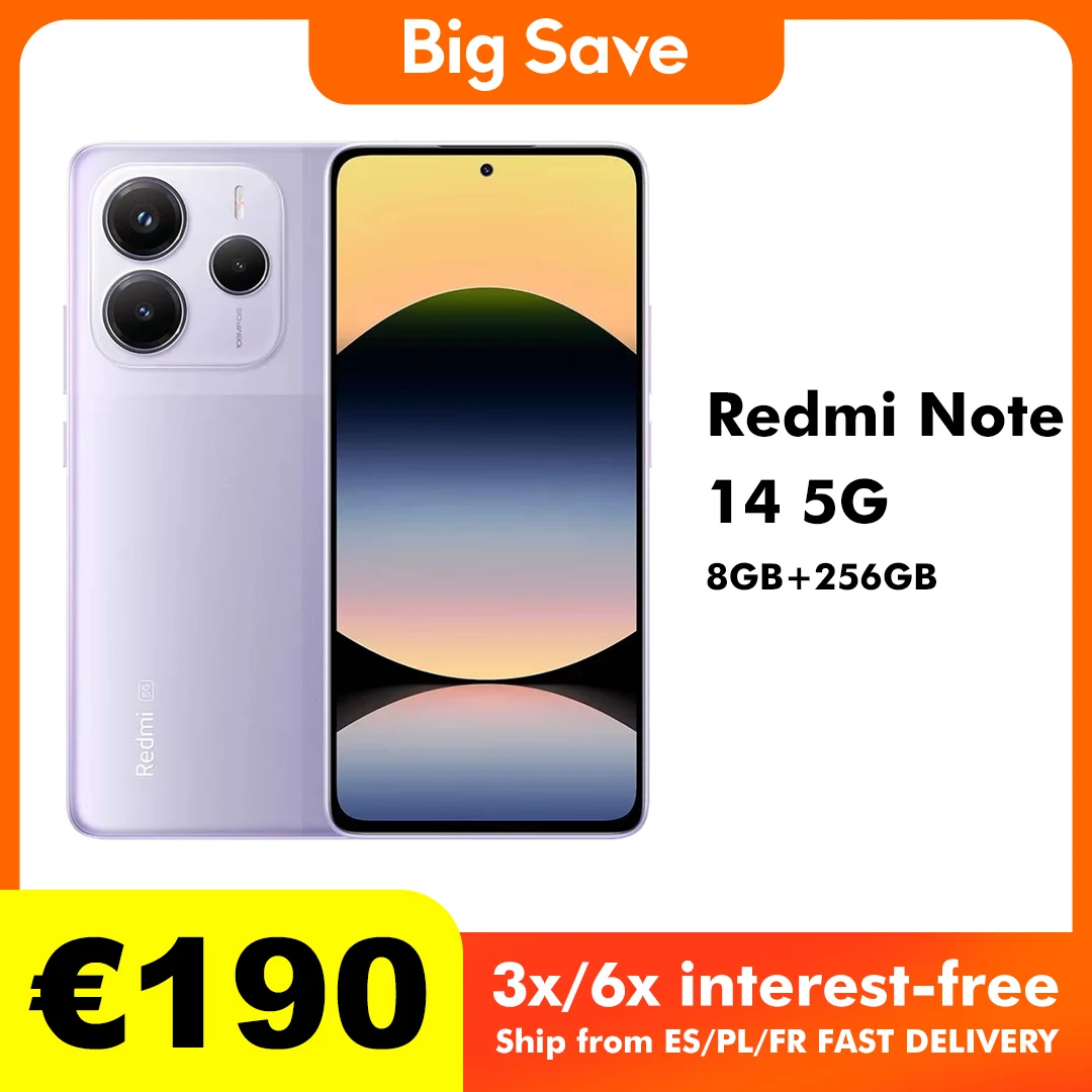 Xiaomi-Téléphone portable Redmi Note 14, 5G, NDavid, 8 Go, 256 Go, version globale