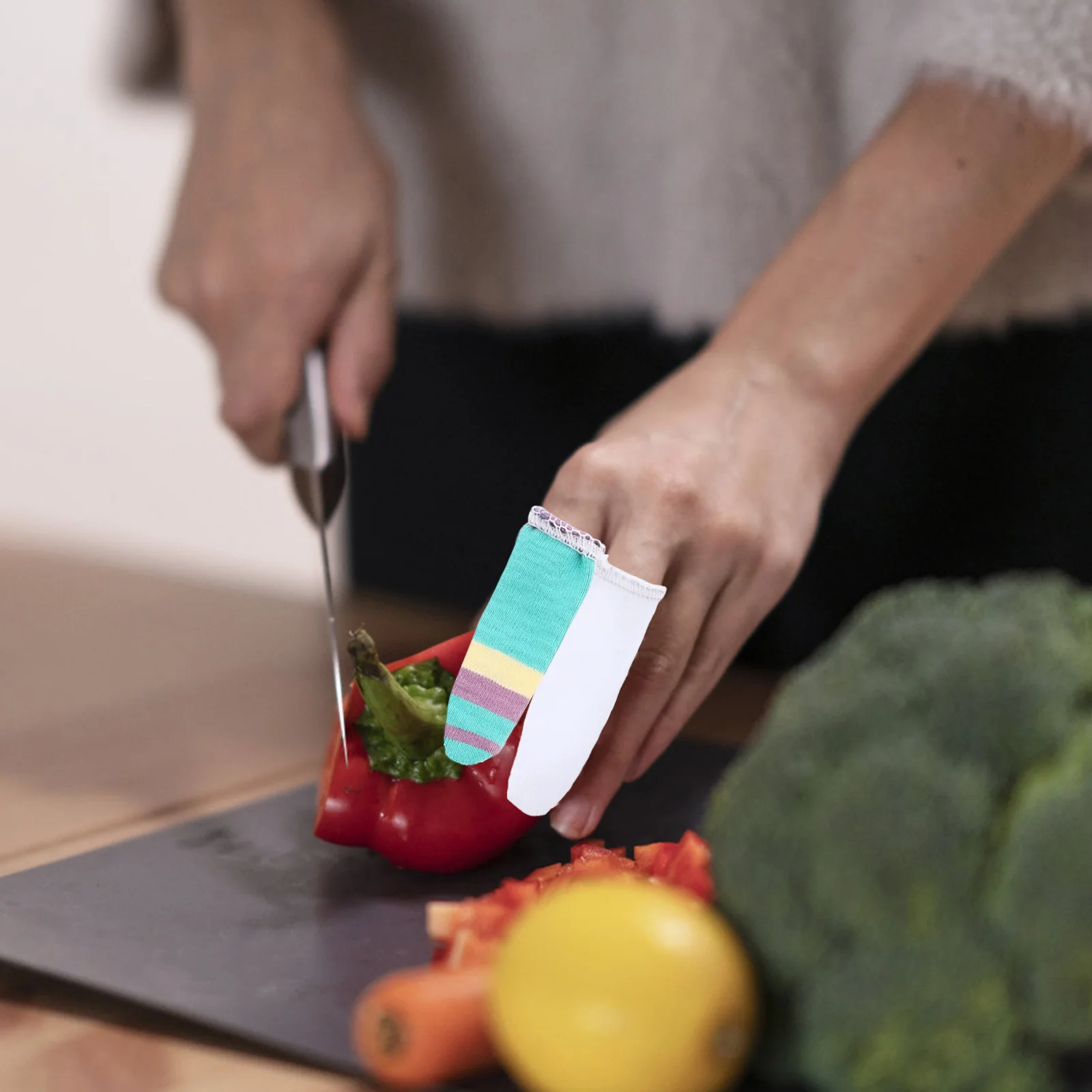 100 قطعة من أغطية حماية الأصابع من نسيج القطن وأكمام أصابع قابلة للتنفس مقاومة للاهتراء للعمل في البستنة والحرف اليدوية #2