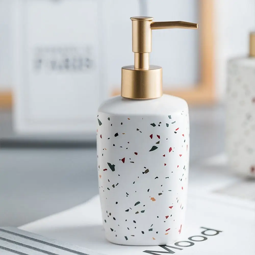 

Refillable Ceramic Soap Liquid Dispenser Simple Durable Lotion Pump Bottle Empty Save Soap Shampoo Storage Container Kitchen