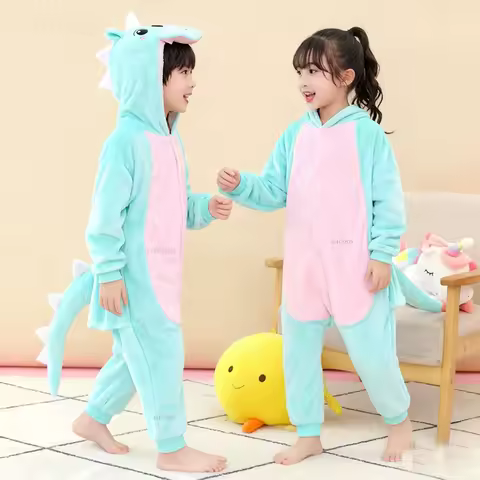 Anime Cosplay Boys Girls Halloween Costume Dinosaur Outfits Animal Kigurumis Festival Funny Cute Jumpsuit Flannel Oneises
