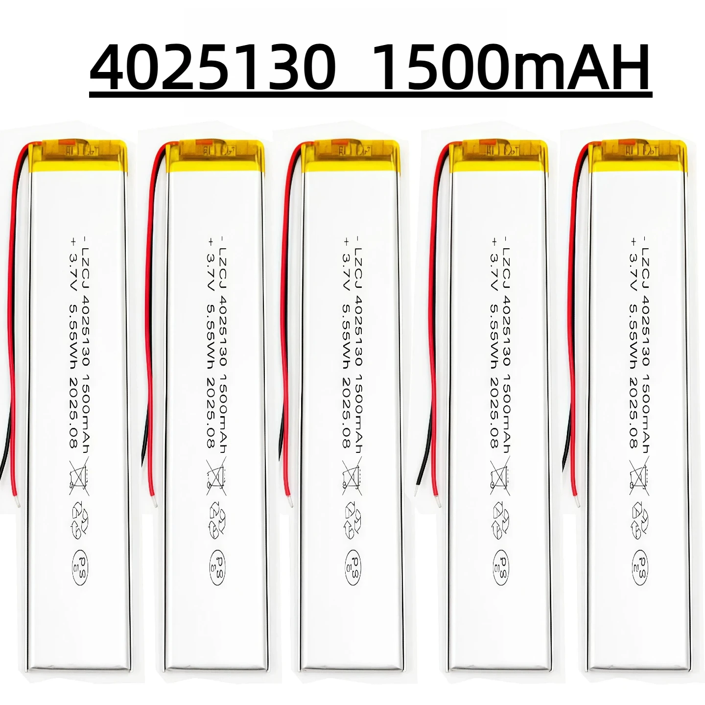 

1-10pcs 4025130 1500mAh 3.7V Lipo Battery, Lithium Polymer Battery for LED Cabinet Lights, Stair Sensor E-books & More