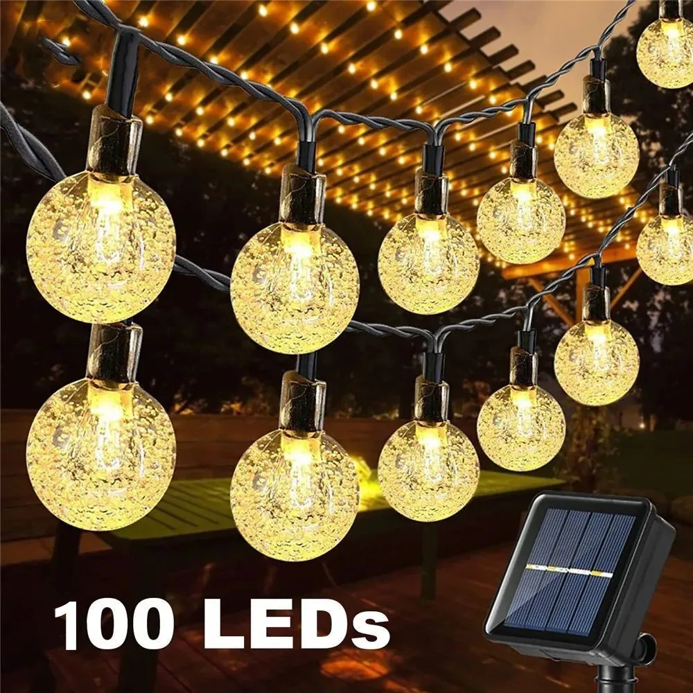 8 Modes Solar Light Crystal Ball 5M/7M/12M LED String Lights Fairy Lights Garlands For Christmas Party Outdoor Decoration