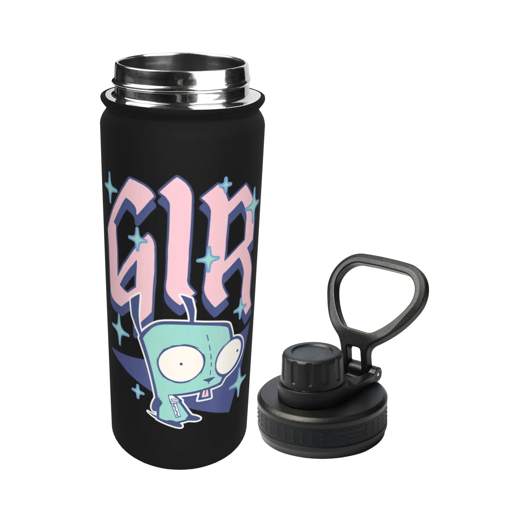 Cartoon Invaders Zim Gir 18OZ Sports Insulated Kettle  Thermal Cup Stainless Steel Smoothie Tea Mugs Hot Cold Drink