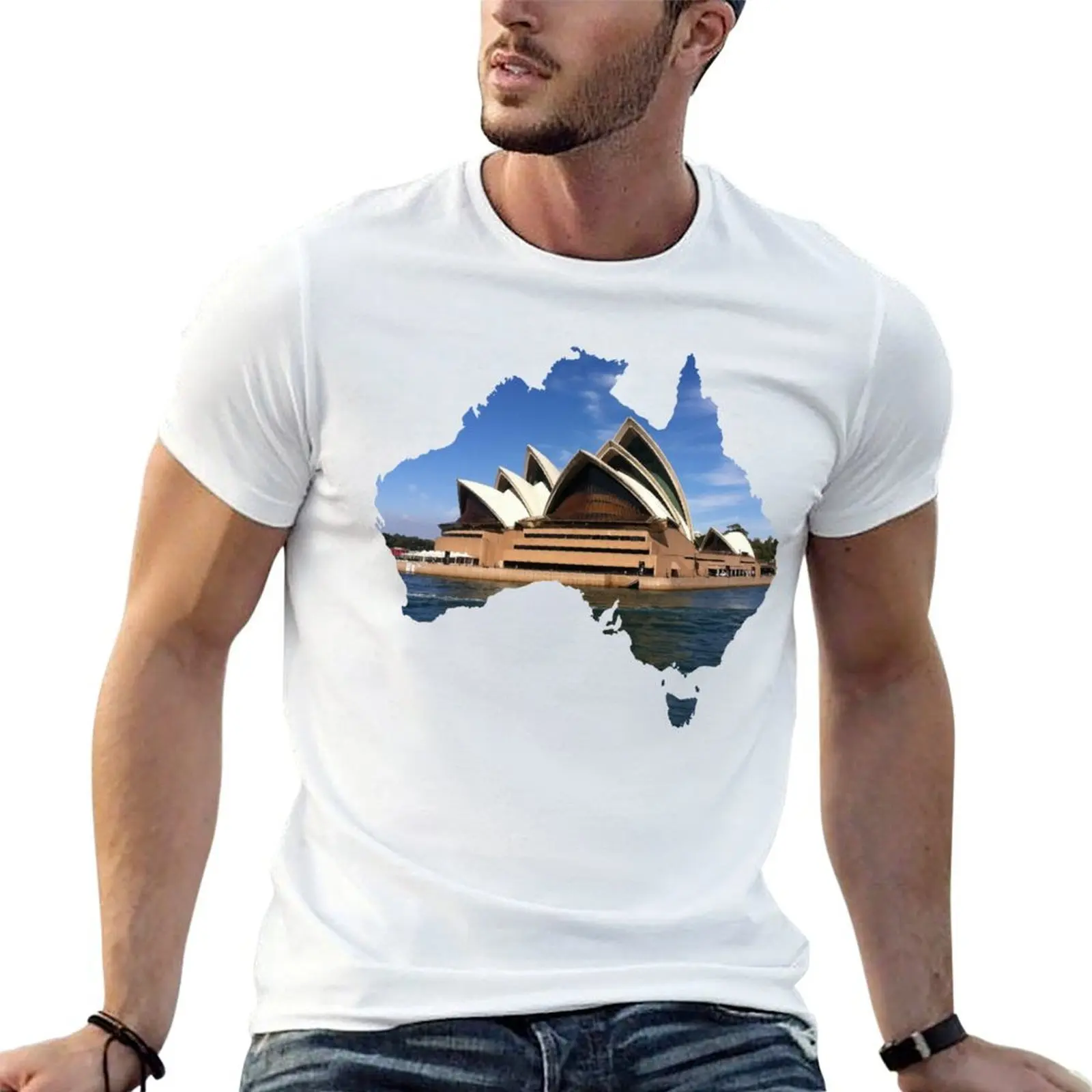 Australia with Sidney's opera house T-Shirt oversize t-shirts man custom t shirt Men's t shirts