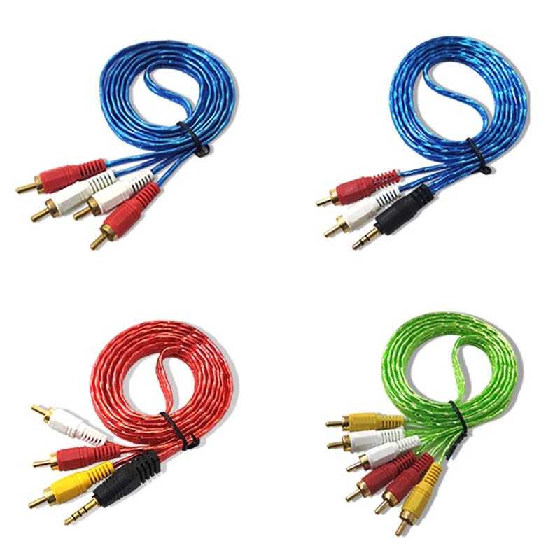 Power Amplifier Speaker Hookup Wire, 2in1/3in1/3in3 1.5mm Analog Audio AV Cable for Set-Top Box, PC, Phone