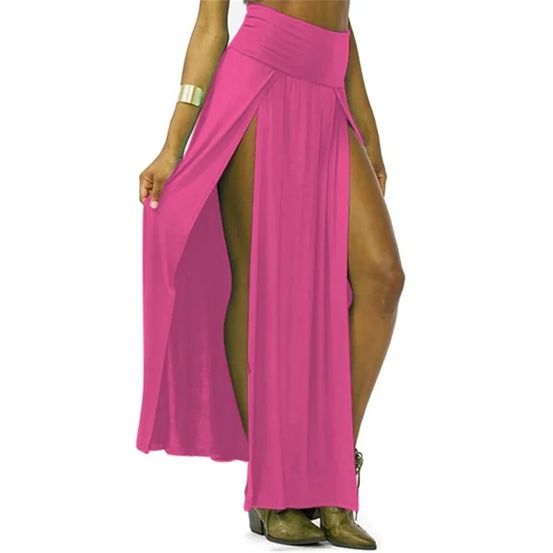 Neu eingetroffen: Sexy Damen-Maxirock mit hoher Taille und doppelten Schlitzen, einfarbig, für den Sommer – Großhandel, Valentinstagsgeschenke – Detail 8