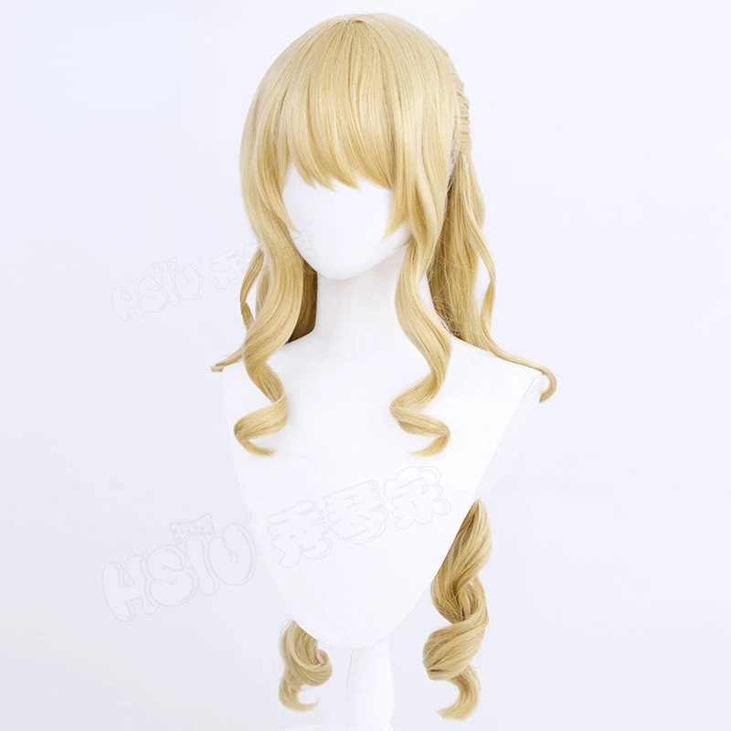 Anime Game  Cosplay Navia Role Play High Temperature Silk with Hair Net Earrings Bow Hair Accessories Costume Wigs