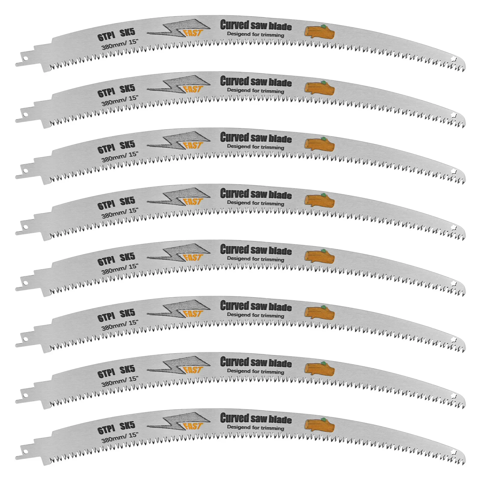 

8Pcs Arc Edge Reciprocating Saw Blade Triple Ground Offset Tooth Cutting Trimming Blades 15Inch Japanese Teeth Wood Pruning Saw