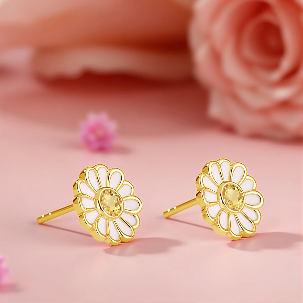 

SDOOU Real 14K Gold Au585 0.3ct Flower Moissanite Stud Earrings D Color VVS1 for Women Everyday Wear Birthday Cute Jewelry Gift