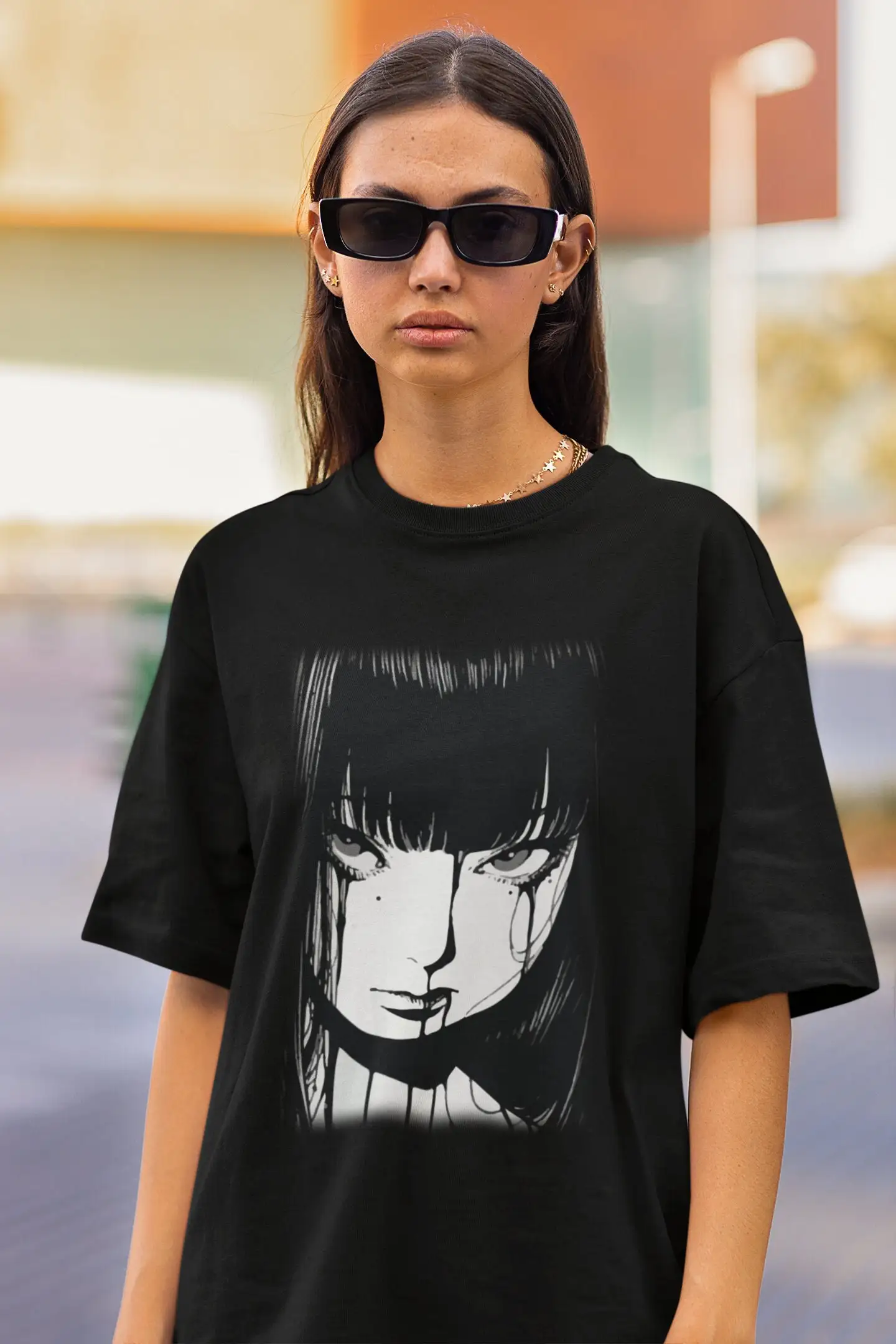 

Horror Manga Creepy Girl T Shirt Gothic 90s Anime Merch