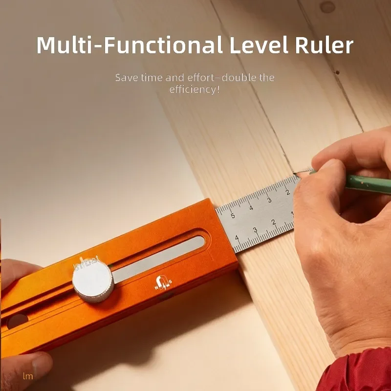 Aluminum Alloy Scribing Ruler Multifunctional Retractable Portable Pocket Horizontal Woodworking Positioning Tool Belt