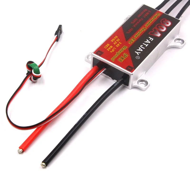 FATJAY 90A 防水 ESC 6S 24V ブラシレスメタルケース、プログラミングカード付き、前進角度調整用低電圧保護