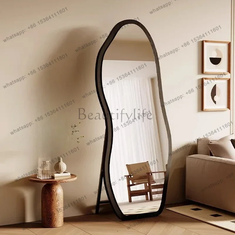 ld Long Vintage Mirror Decoration Sticker Aesthetic Bedroom Asymmetrical Mirror Irregular Wooden Espelhos   Decorations