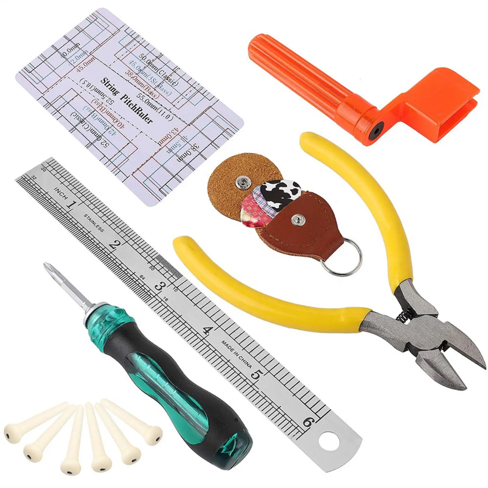 Guitar Tool Kit With Hex Wrenches Ruler Screwdriver Storage Bag Acoustic Guitar Accessories Set For Beginners Players Luthiers
