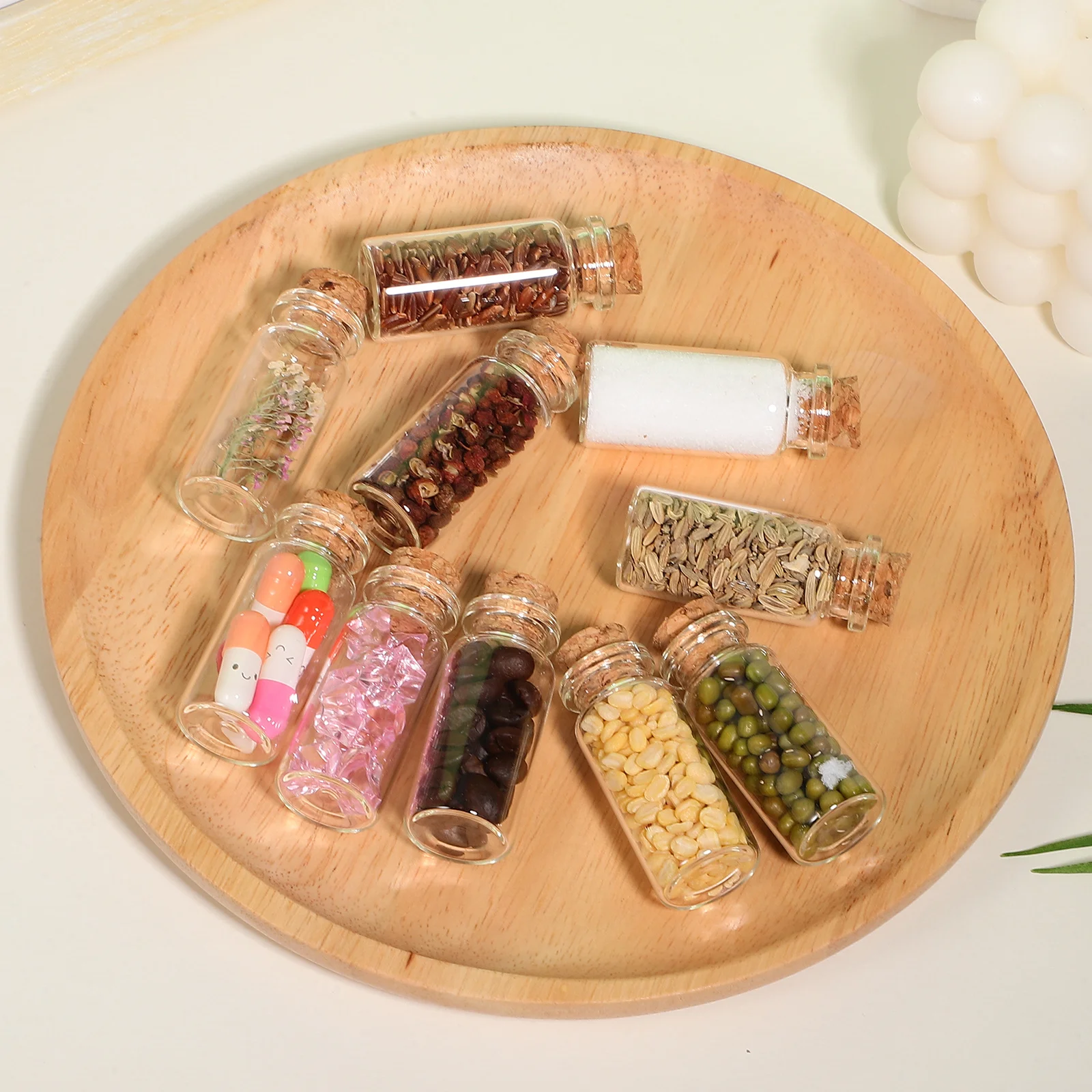 

20Pcs Glass Bottles Wood Cork Stoppers Small Clear Glass Containers Candy Storage Jars Wishing Craft Small Jars with Lids
