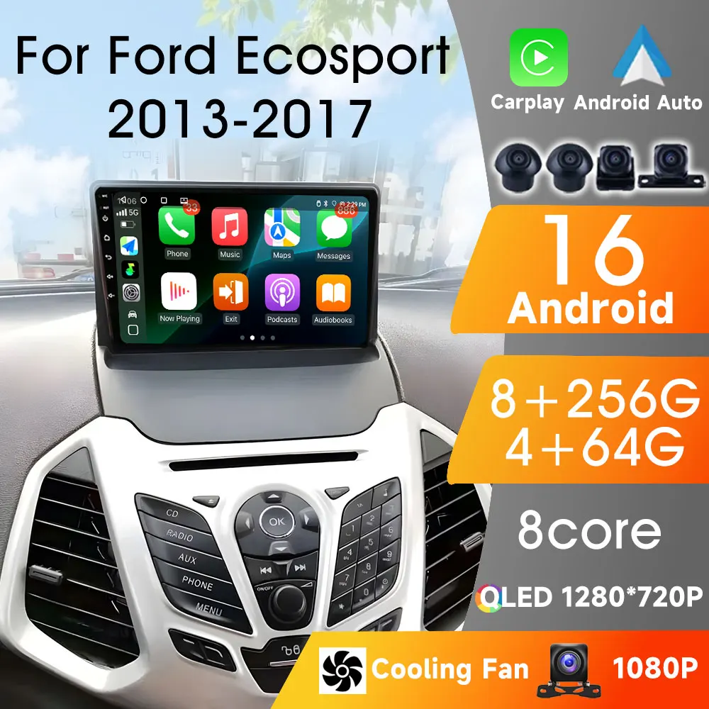 Car Radio For Ford Ecosport 2013 2014 2015 2016 2017 Carplay Android Auto Wireless Android 16 Player Bluetooth WIFI FM AM RDS