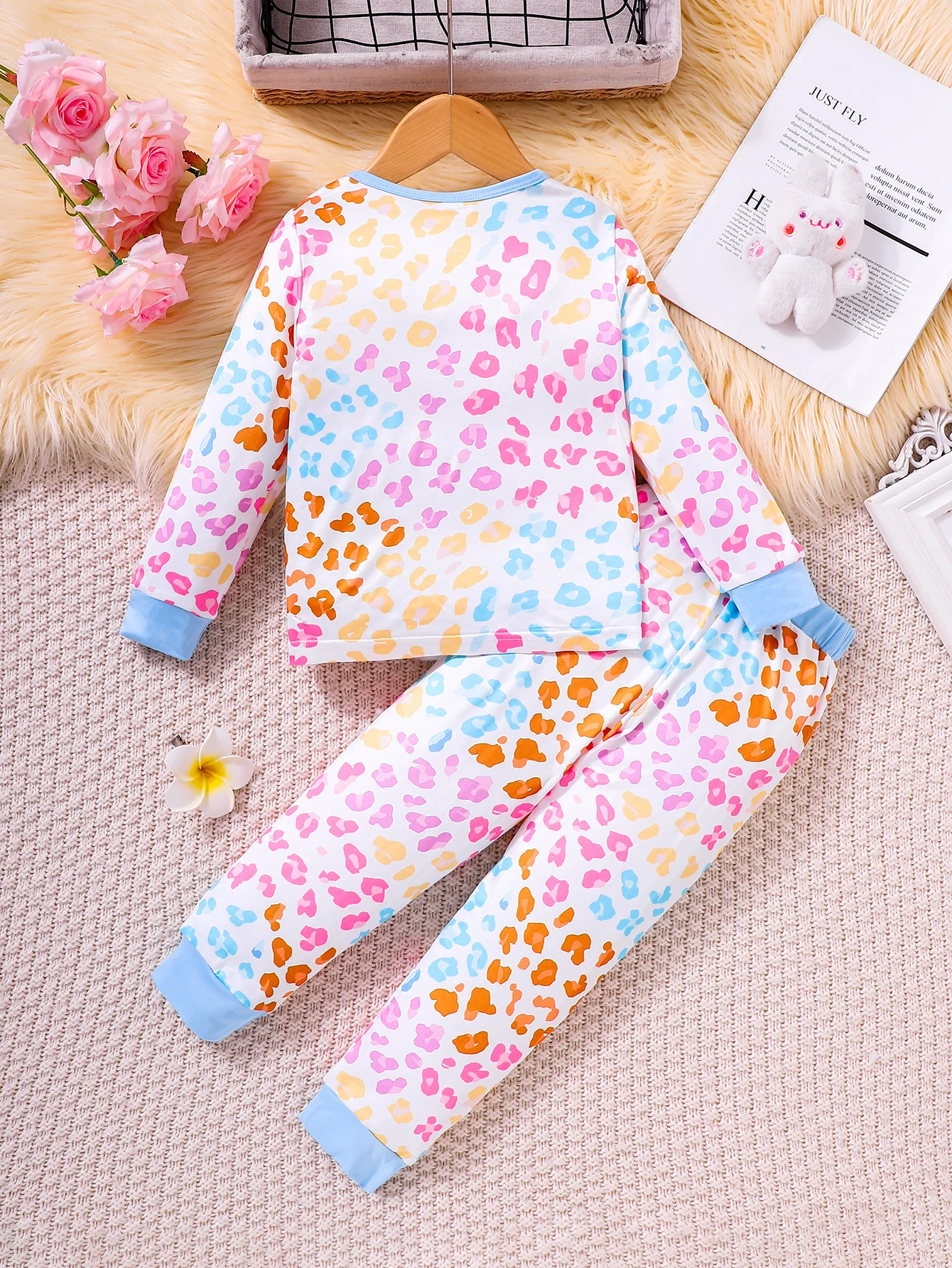 Girls Casual Floral Print Full Print Long Sleeve Long Pants Two-Piece Set Children's Clothing Outfit