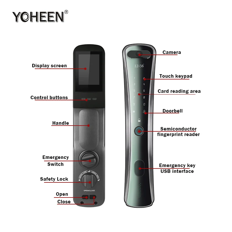Porta de impressão digital inteligente eletrônica automática sem chave WiFi APP de segurança doméstica com câmera