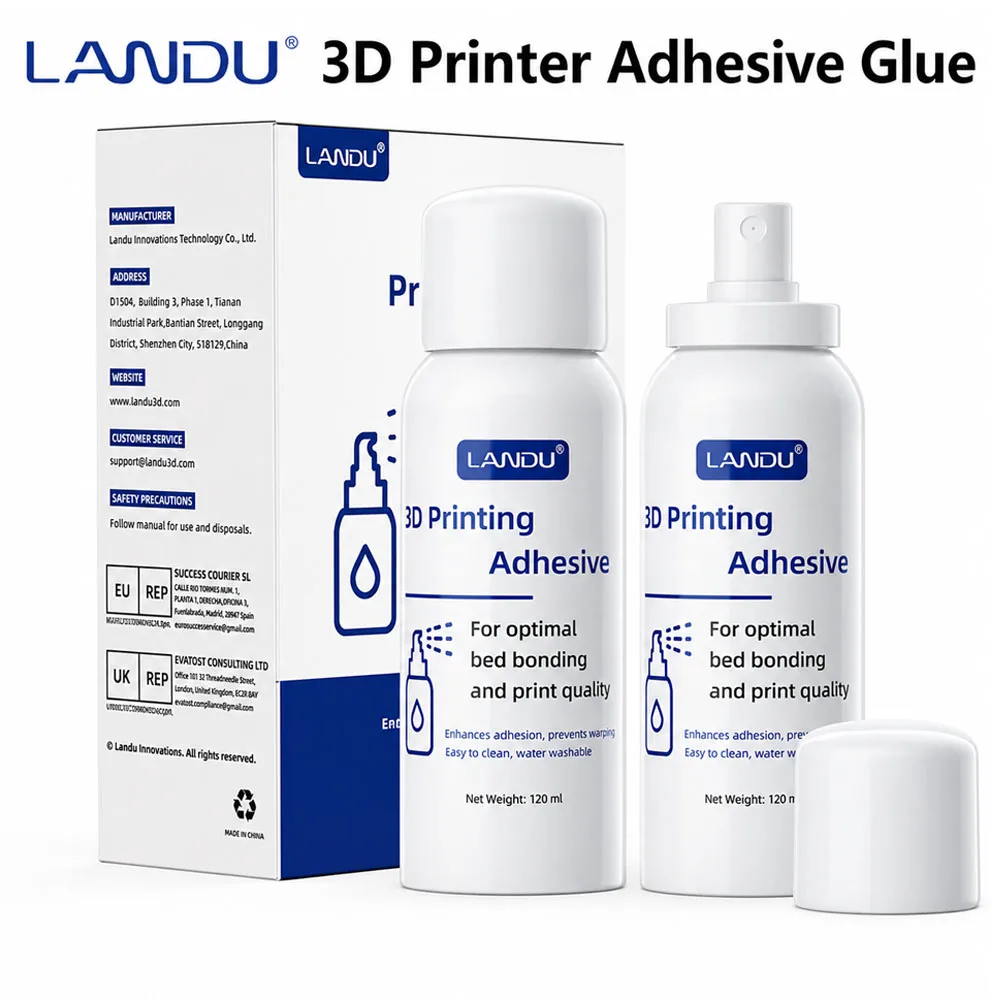 LANDU 3D Printer Adhesive Glue, Strong Grip Reduce Warping for PLA/ABS/PETG/ASA Filament 120ML/bottle 3D Printing Adhesive Glue