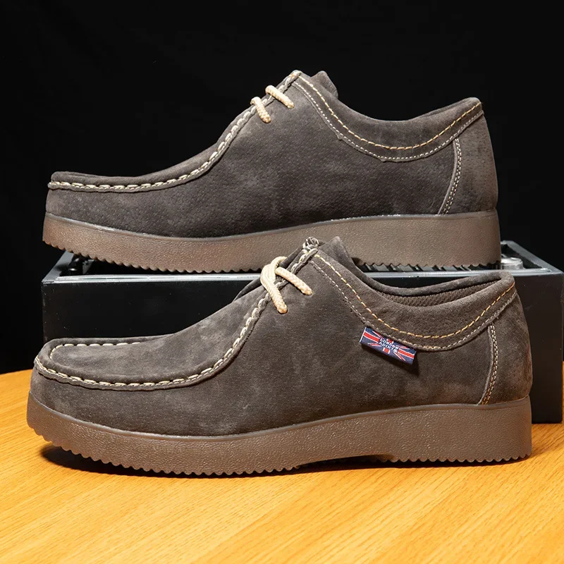 Zapatos informales para hombre 2024, zapatos de cuero para hombre, gamuza de vaca, resistentes al desgaste, con cordones, resistentes, de alta calidad, Tenis Masculino