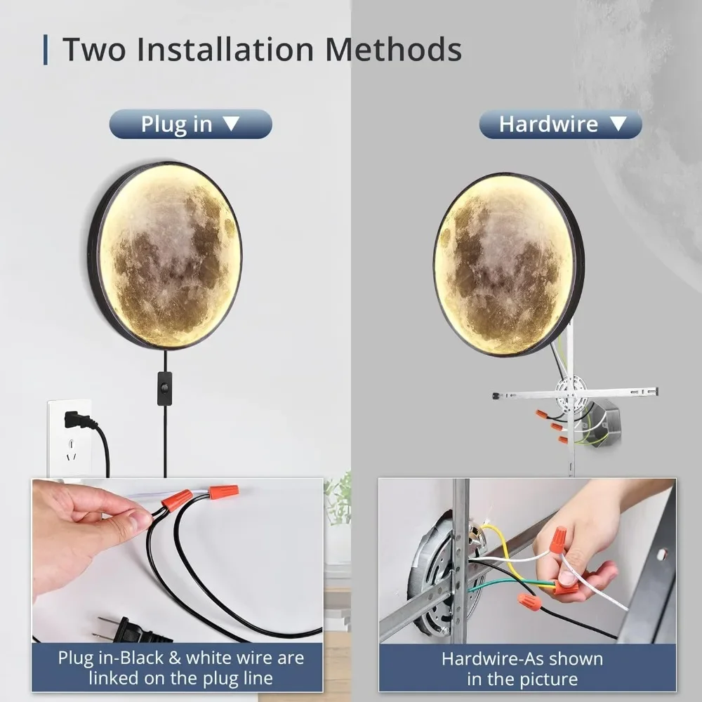 Imagem -06 - Luz de Parede Regulável da Lua com Controle Remoto Led Moderno Plug-in Lâmpada de Parede Preta 315 40w
