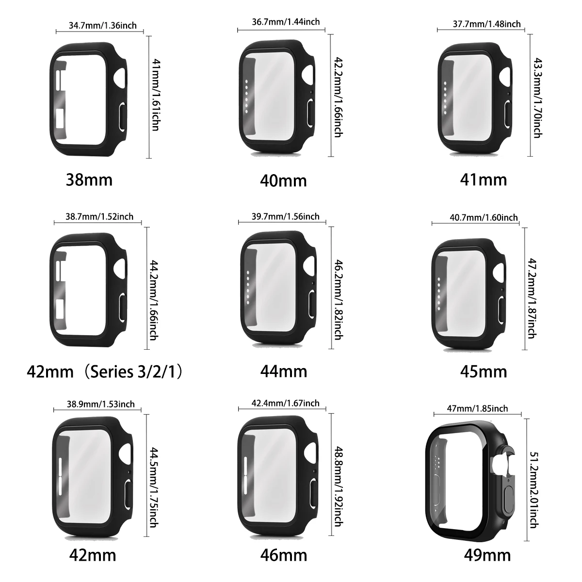 زجاج مقسى + غطاء لسلسلة ساعات أبل 42 ملم 46 ملم واقي شاشة ممتص للصدمات من سلسلة iWatch 11/10/9/8/7/6/5/4/3 Ultra SE #6