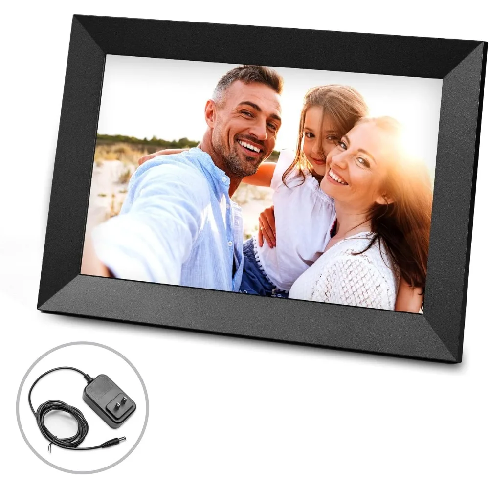 WiFi Digital Picture Frame 16GB Secure Photo Sharing for Tabletop or Wall Mount Black