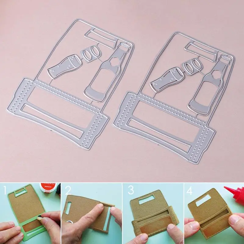 قوالب القطع المعدنية على شكل زجاجة البيرة - استنسل دقيق لسكرابوكينغ وصناعة البطاقات وزينة ألبوم الصور