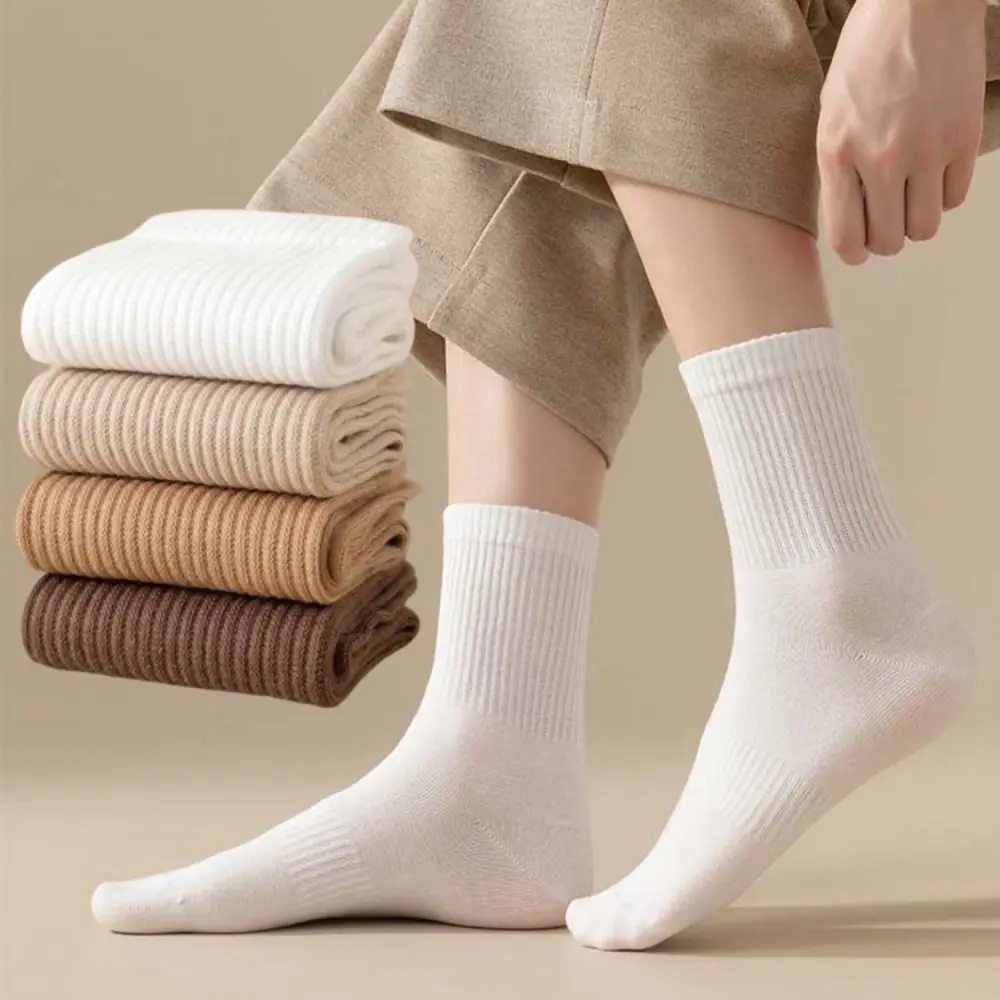 

6Pairs Simple Cotton Socks Wear-resistant Sweat-absorbing Solid Color Socks Breathable High Elasticity Sports Socks