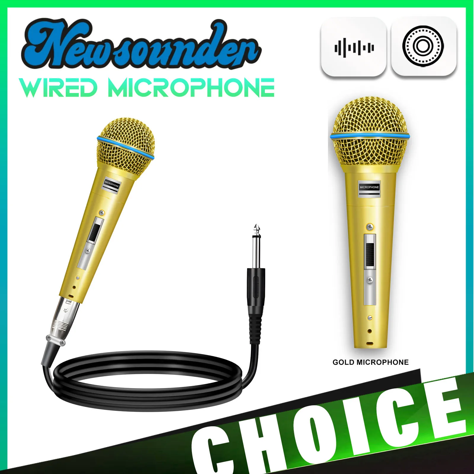 BETA58A Golden Electroplating Color Wired Dynamic Singing Handheld Microphone Suitable for singing, home KTV, parties, wedding h