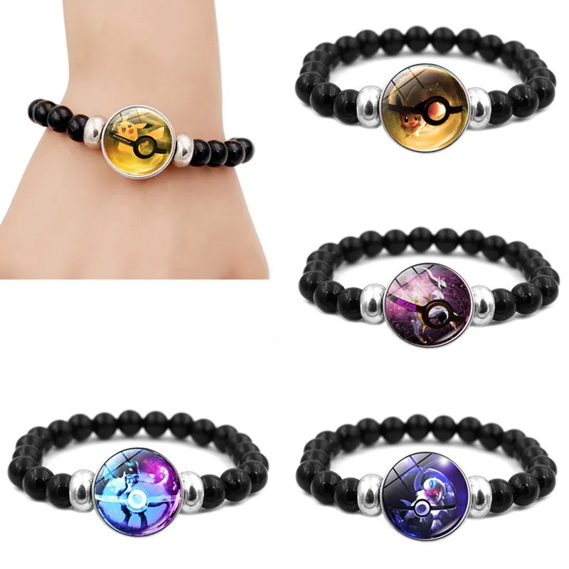 Pok E Mon Pikachu Bracelet Male and Female Student Creative Beaded Bracelet Anime Handicraft Children's Toy Birthday Gifts