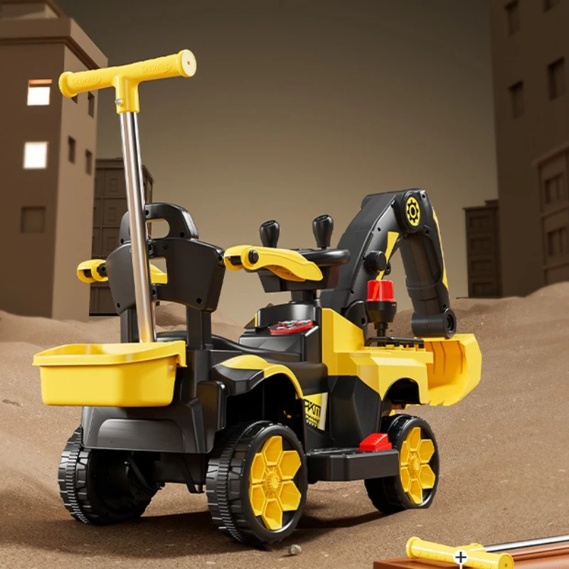 Elektryczna koparka dla chłopców, duża zabawka budowlana z prawdziwą łopatą kopującą, zdalne sterowanie, mocna bateria, płynna obsługa.