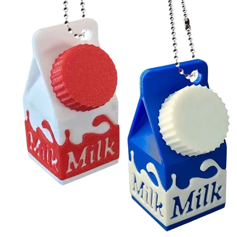 Llaveros de cartón de leche, divertido llavero de cartón de leche intolerante de lactosa, novedad, caja de almacenamiento de pastillas de viaje bonita portátil