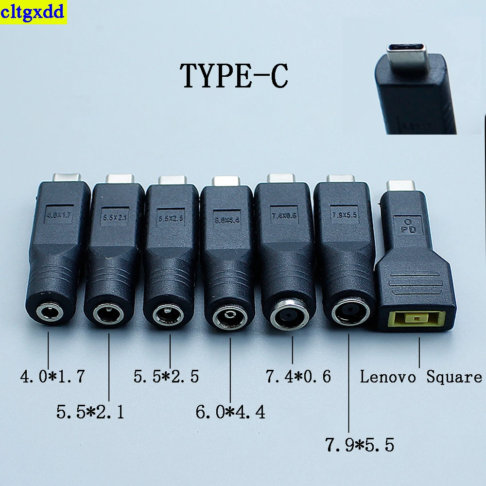 

cltgxdd 1piece charging power TYPE-C to DC4.0*1.7/5.5*2.1/5.5*2.5/6.0*4.4/7.4*0.6/7.9*5.5mm Lenovo square port connector