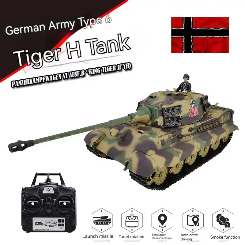 Henglong 3888A German Tiger King Remote Control Tank Model with Shooting Bullet 2.4G Frequency Heavy Tank Toy Multi-Functional