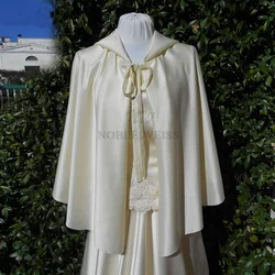 Short  Satin Wedding Cloak ,Bride Cape Shawl Jacket Hooded Cape Bridal Bolero Bridal Wrap Accessories Customized