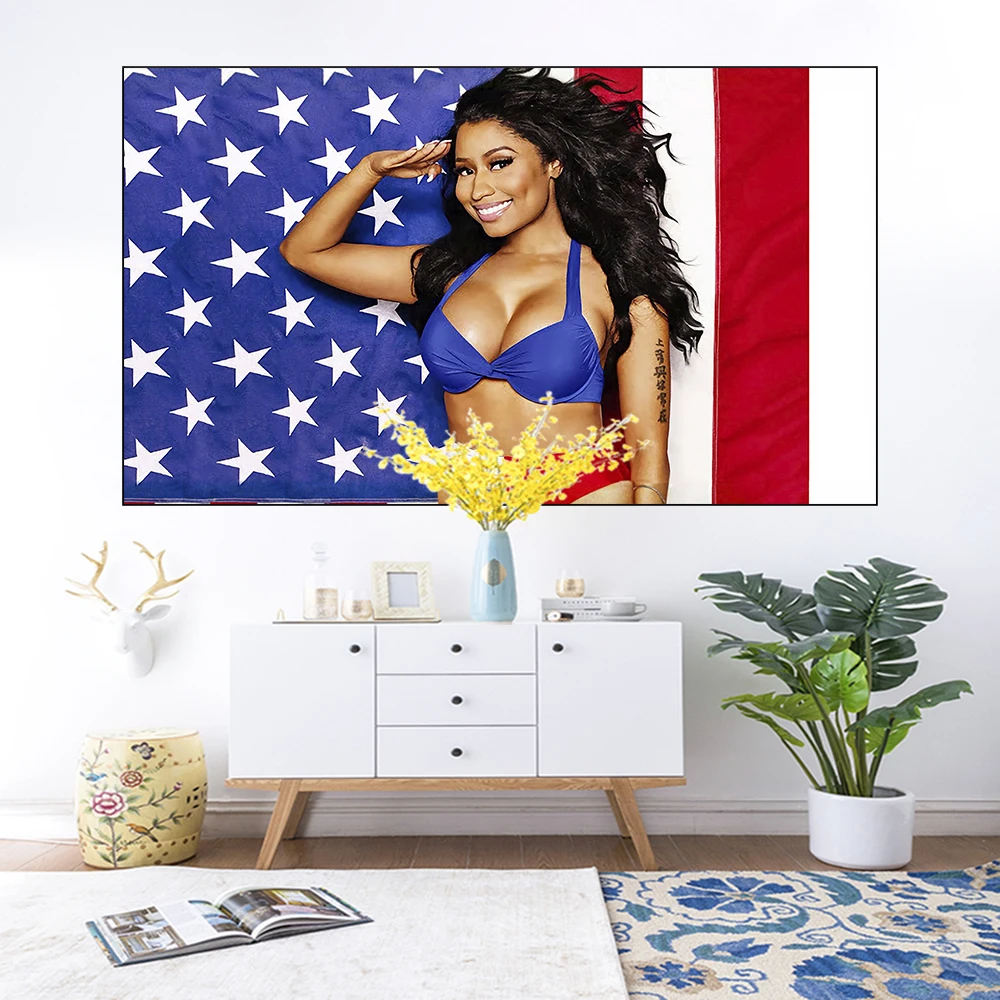 

QdDeco Nicki Minaj Flag American USA Banner Tapestry Wall Hanging Music Singer Tapestry Hippie Aesthetic Tapestries Backdrop