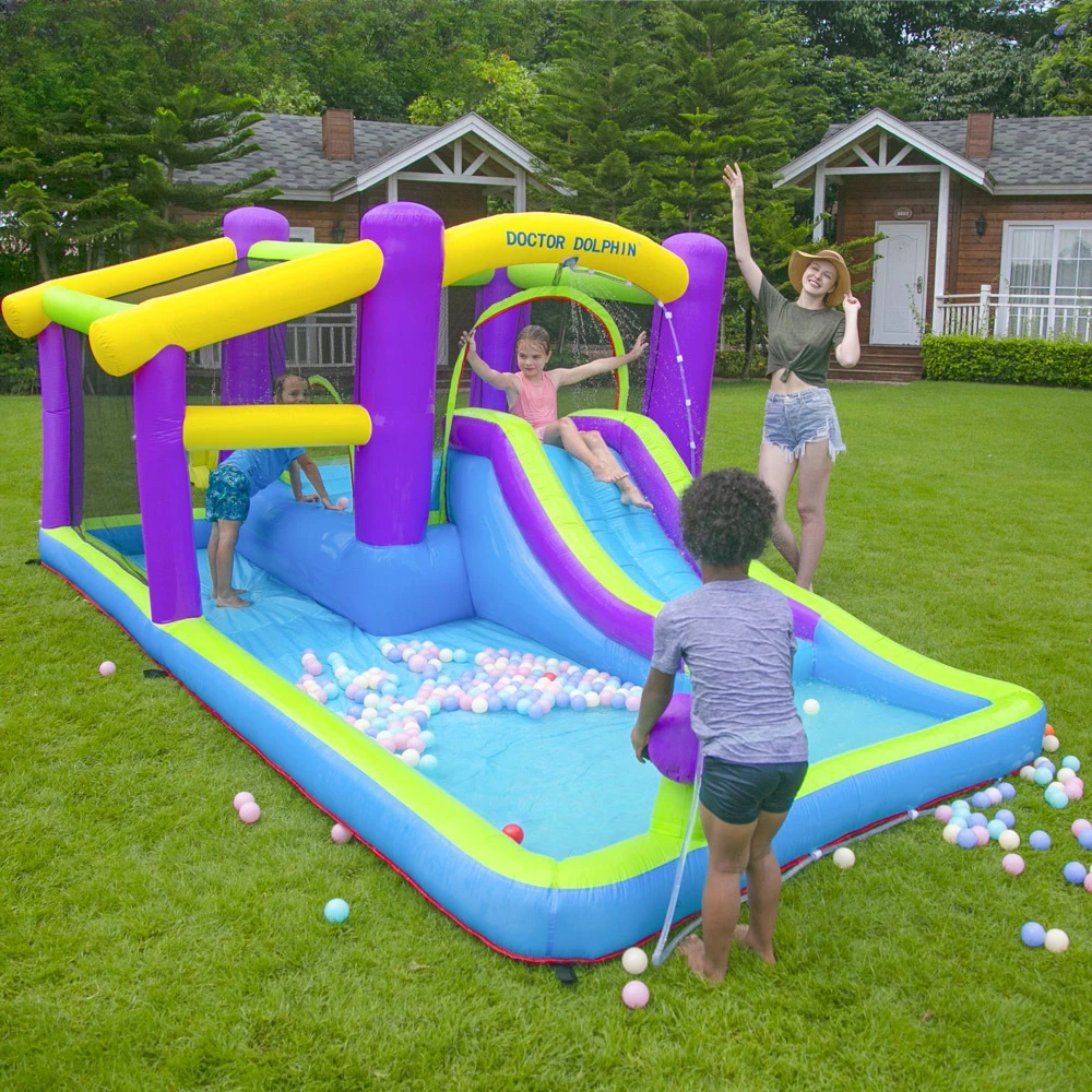 Inflatable castle Children's small inflatable jet castle, household inflatable trampoline