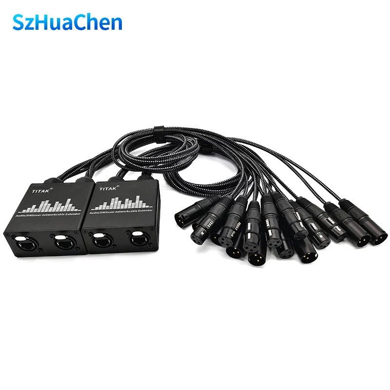 8 Channel XLR Snake Cable with RJ45 Premium Plug and Play for Stage Lighting and Recording Studio Audio Extender Stage Equipment